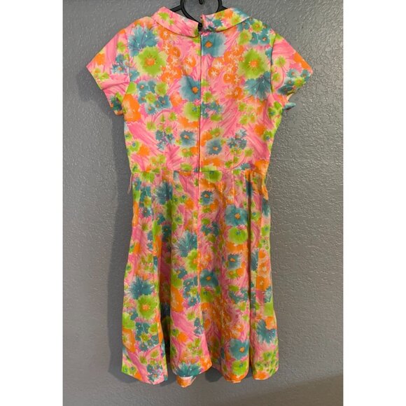 Vintage Brie Originals Bright Floral 1960's Mod Pin Up Party Dress Paper Tag EUC - Picture 5 of 9